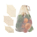 Vegetable Bags Reusable Cotton Mesh Bags Drawstring Bag